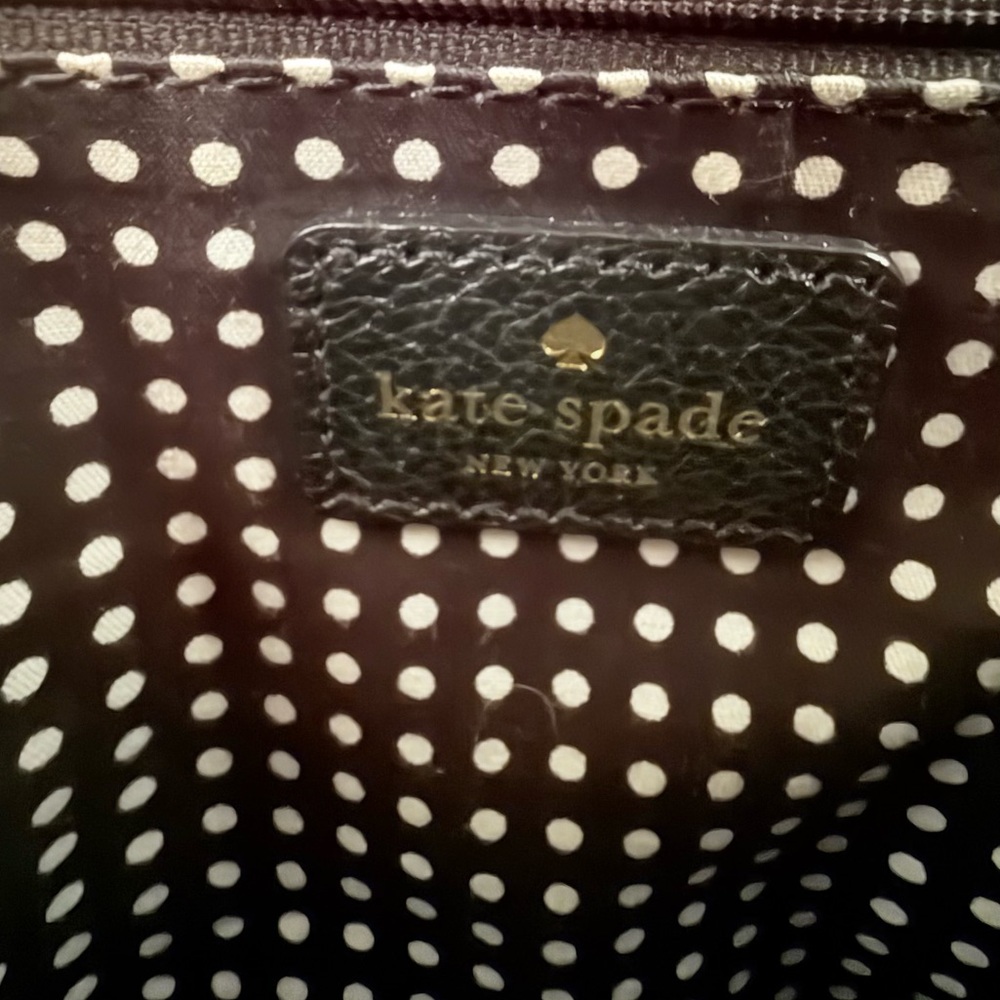 Kate Spade Black and Cream Leather Satchel Purse with Bow Accent - Picture 6 of 16